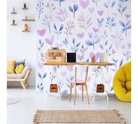 Dppyuxa Watercolor Leaf Mural Wallpaper Botanical Heart Wall Mural 450x315 cm Art Prin Non-Woven Wall Murals Eco-Friendly Photo Wallpaper for Living Room Bedrooms Kitchen Home Decoration