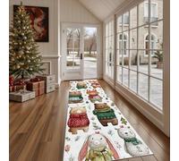 Dppyuxa Winter Animal Washable Runner Rug Botanical Bear Non Slip Hallway Kitchen Carpet Runner Mat for Floor Cute Fox Rugs Indoor Anti-Slip Rug Entryway 60x210 cm
