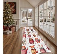 Dppyuxa Woodland Animal Rug Runners for Hallways Non Slip Winter Fox Washable Long Runner Rug Cartoon Bear Kitchen Bedroom Corridor Entryway Rugs Floor Mat 60x120cm