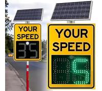 DPQYJPP 50 * 70cm/60 * 90cm/60 * 120cm solar powered radar speed feedback sign, road warning solar radar speed limit sign LED display for highways, speed-limited roads 50 * 70cm