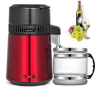 DPQYJPP 750W Stainless Steel Water Distiller - 4L/1Gal Home Water Purifier with Double Button Design & Carbon Filter - Ideal for Pure Distilled Water, Black