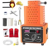 DPQYJPP Electric gold melting furnace, 1600℃ /2912℉ digital metal smelting machine, mini medium frequency melting furnace with 2/3kg graphite crucible smelter furnace casting furnace Orange-2kg