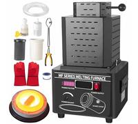 DPQYJPP Electric gold melting furnace 5000w medium frequency induction metal smelting machine,1600℃/2902°f gold smelting furnace,2/3kg graphite crucible,smelter furnace casting furnace Black-3kg