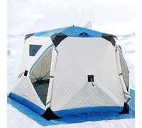 DPQYJPP Fishing tent, pop-up ice fishing tent, 420d portable ice fishing shelter, hexagon ice huts, windproof and warm, with stove jack,for 3-10 persons,includes anchors,ropes & carry bag White