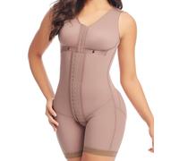DPRADA Fajas 11215 Full Body Shaper Post Surgery Abdomen Compression Garment with Bra - brown - XX-Small