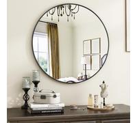 Dprodo Black Round Bathroom Mirror, Circle Mirror in True Black | Size: 600mm Dprodo True Black 600mm