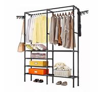 Dprodo Double Row Clothes Rack Large Floor Hangers in Black Dprodo Black