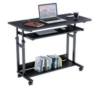 Dprodo Portable Computer Desk with Movable Wheels in Black Dprodo Black