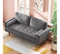 Dprodo Velvet Love Seat Couch with 2 Pillows in Mid Grey | Size: 1 Pack Dprodo Mid Grey 1 Pack