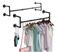 Dprodo Wall Mounted Clothes Rack, 105cm (1 Pack or 2 Packs) in True Black Dprodo True Black