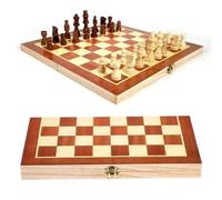 Dproducts - Folding Wooden Chess Set / 29cm Chess Board with Foldable Secure Storage, Travel Chess Sets, Gift For Kids, Adults, Boys, Girls