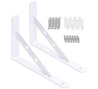 Dproptel 2 Pack Heavy Duty Shelf Brackets, Floating Shelves Tripod Triangle Shelf Brackets, 90 Degree Angle Wall Mounted Shelf Supporter Bracket Frame, White (20x12CM)