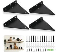 Dproptel 4 Pack Triangle Shelf Brackets 6 Inch Heavy Duty Shelf Support,Decorative Wall Mounted Wood Brackets Shelf Supports-Hidden Brackets for Floating Wood Shelves Storage (Black)