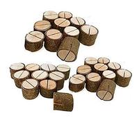 Dproptel Rustic Real Wood Base Wedding Table Name Number Holder Party Decoration Card Holders Picture Memo Clip Note Photo Clip Holder - 30 PCS Pack