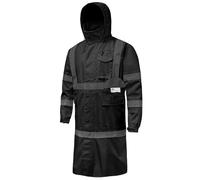 DPSAFETY Hi Vis Rain Jacket with 3M Reflective Stripe,High Visibility Class 3 Rain coats,Safety Waterproof Rain Suits for Men with Hood and 2 Large Pockets construction work rain gear(Black XL)