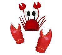 DPSKYHQ Funny Unisex 3D Crab Hat Seafood Latex Giant Crab Claws Gloves Crab Costume Props Hat Set (Hat + Claw Gloves)