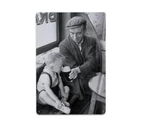 DPSMCZWQ Boy Sips His First Beer Wall Art, Dad And Son in Pub, Black And White PrintWall Decor Art Metal Tin Poster Modern Bar Decorations30x20cm