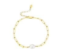 DPSQQ Baroque Pearl Jewelry Gold Bracelets for Women Paperclip Link Chain Bracelet for Her for Trendy Stack for Girlfriend(Gold)