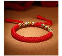 DPSQQ Handmade Weave Tibetan Buddhist Bracelets Men Women Woven Knots Lucky Red String for Protection(Red,Select Size)