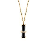 DPT ANTWERP Dark Secret Black Onyx Rectangle Necklace, 1 Piece, Natural White Diamond, 4 Pieces, 18K Yellow Gold, 925 Sterling Silver, 11.00 x 3.80 x 4.40 mm, Adjustable Sizes (38-40)