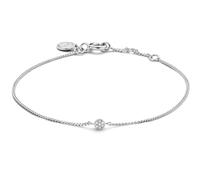DPT ANTWERP First Diamond Bracelet Natural White Diamond 7-Piece Silver Rhodium 925 Sterling Silver 3.70 x 3.00 mm Adjustable Sizes (15.5-16.5-17.5 cm), 15.5-16.5-17.5 cm, Metal