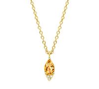 DPT ANTWERP Limone Necklace | Citrine Pear Dark Yellow 1 Piece, Natural White Diamond 3 Pieces | 18K Yellow Gold Vermeil | 925 Sterling Silver | 9.50x4.00mm | Adjustable Sizes (40-45cm)