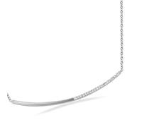 DPT ANTWERP Linea Necklace White Rhodium Plated 925 Sterling Silver Natural White Diamond Created Cut 21 Pieces (0.0630 cts) (H-I Color, SI2-I1 Clarity) Adjustable Sizes (38-40-42 cm) 38