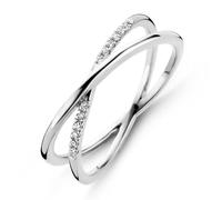 DPT ANTWERP White Rhodium Plated 925 Sterling Silver Natural White Diamond Diamond 12pcs (0.0480cts) (H-I, SI2-I1 Clarity) Crossover Ring, Metal Diamond White Rhodium, Diamond