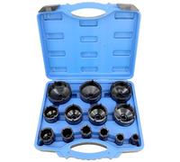 DPTOOL 13pc Spindle Nuts Socket Kit Ball Joints Axle Locknut Remove Install Locking Hub Socket for KM Groove Nuts, 4 Teeth Exterior with 1/2'' (21.5, 25, 30, 32.5, 36, 43, 48.5, 57, 62.5, 69, 76) mm