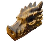 DPURPIWADY 1pc 12-14cm Tiger-Eye Stone Crystal Quartz Carved Dragon Head Gemstone Spiritual