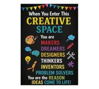 DPURPIWADY Classroom Maker Space Poster Hands On Learning Inspiration for Teachers and Student Collaboration(Framed,08x12inch(20x30cm))