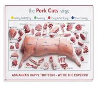 DPURPIWADY Educational Pork Butcher Chart Poster Meat Cutting Guide Primal Cuts Diagram for Kitchen Wall-Art Decor(Unframed,08x12inch(20x30cm))