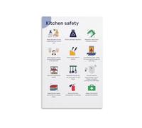 DPURPIWADY Kitchen Safety Guidelines Poster - For Home & Professional Use | Food Handling, Fire Safety, Hygiene Rules | Wall Decor for Kitchen, Pantry, Utility Room(Framed,12x18inch(30x45cm))