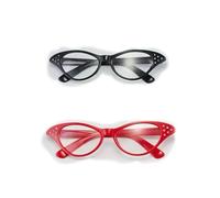 DPWOUM 2Pcs Cat Eye Glasses with Rhinestones, Retro Party Costume for Cossplay Hip Hop Dress up Party Gifts
