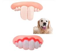 DPWOUM 2PCS White Neat and Rabbit Fake Teeth for Dogs,Funny Silicone Teeth Braces,Creative Fake Dog Chew Toys,Interactive Toys,Dog Christmas Costume Suitable Accessories