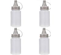 4 Pcs White Plastic Squeeze Condiment Bottles,Mini Sauce Jam Squeeze Bottle, Ketchup Honey Bottle,Salad Dressing Container for Lunch, BBQ, Camping Condiment Squeeze Bottles，Dinnerware and Serveware