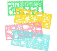 DPWOUM 4Pcs Plastic Flexible Drawing Stencil Set - Multi-Colour Creative Template Ruler & Squares - Gift for Children - Lettering Aids