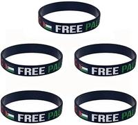DPWOUM 5Pcs Palestine Flags Bracelets, Free Palestine Bracelet for Men and Women, Silicone Bracelet with Israeli Flag, Support with Israeli Flags for Men, Fashion Jewellery