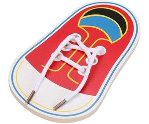 DPWOUM Shoes Learning Prop Kits Learn to Tie Your Own for Practical Learning Props for Training Board Early Wooden Threading Lacing Shoes,Craft Kits