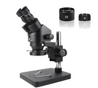 DPXTFJKDS 7X - 45X Continuous Zoom Magnification Stereo Microscope Industrial Binocular Microscope LED Ring Light For Phone PCB Soldering(Silver)