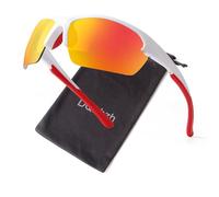 DQbhzh Sunglasses for Men and Women, Sports Sunglasses, Cycling, Running, Driving, Softball, Baseball, Beach Volleyball, White/Red/Yellow Gold, Large