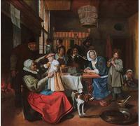 DQCJIYIGL Famous Art Print Artwork Artwork Paintings As the Old Sing So Twitter the Young by Jan Havickszoon Steen Canvas Wall Art for Home Decor 60x90cm