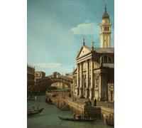 DQCJIYIGL Famous Art Print Artwork Artwork Paintings Capriccio: The Rialto Bridge and the Church of S. Giorgio Maggiore by Antonio Canal Canvas Wall Art for Home Decor 60x90cm