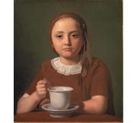 DQCJIYIGL Famous Art Print Artwork Artwork Paintings Portrait of a Little Girl with a Cup in Front of Her by Constantin Hansen Canvas Wall Art for Home Decor 60x90cm