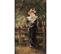 DQCJIYIGL Famous Art Print Artwork Artwork Paintings Portrait of Miss Collinson Shedly Standing Beside a Stile by Keeley Halswelle Canvas Wall Art for Home Decor 60x90cm