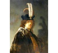 DQCJIYIGL Famous Art Print Artwork Artwork Paintings Self-portrait in a Feathered hat by Rembrandt van Rijn Canvas Wall Art for Home Decor 60x90cm