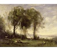 DQCJIYIGL Famous Art Print Artwork Artwork Paintings The Goatherds of Castel Gandolfo by Jean Baptiste Camille Corot Canvas Wall Art for Home Decor 60x90cm