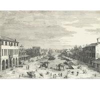 DQCJIYIGL Famous Art Print Artwork Artwork Paintings View of Mestre an Inn At Left and Other Various Buildings Lining the Canal by Canaletto Canvas Wall Art for Home Decor 60x90cm