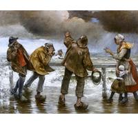DQCJIYIGL Famous Art Print Artwork Artwork Paintings Villagers on the Jetty During a Rainstorm by Norbert Goeneutte Canvas Wall Art for Home Decor 60x90cm