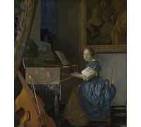 DQCJIYIGL Famous Art Print Artwork Artwork Paintings Young woman sitting at a Virginal. by Jan Vermeer van Delft Canvas Wall Art for Home Decor 60x90cm